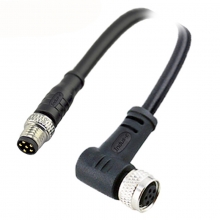 Cable Assembly, A Code - M8 6pins A code male straight to female right angle molded cable, unshielded, PVC, -10°C~+80°C, 26AWG 0.14mm²